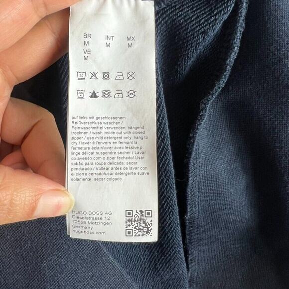 Hugo Boss Hoodie Sweater Jacket Mens medium Blue Full Zip Boss Logo - Picture 12 of 16